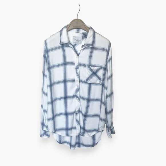 Rails White and Navy Checkered Shirt Top size M - Picture 3 of 6